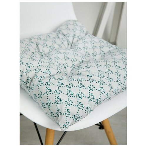 Подушка на стул бык Гуч зеленый 40х40см рогожка 150 гм2 холлофайбер 509₽