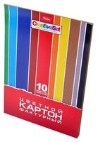 Цветной картон с тиснением Creative Set Hatber, A4, 10 л., 10 цв.