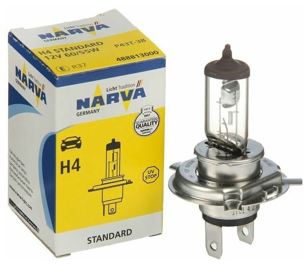 Лампа автомобильная Narva Standard, H4, 12 В, 60/55 Вт