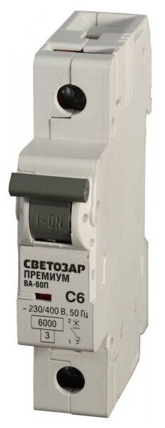 СВЕТОЗАР Выключатель автоматический СВЕТОЗАР премиум 1-полюсный, 20 A, C , откл. сп. 6 кА, 230 / 400 В