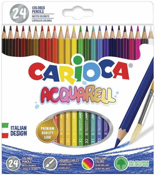 CARIOCA Карандаши цветные акварельные carioca acquarell , 24 цвета, шестигранные, заточенные, 42858
