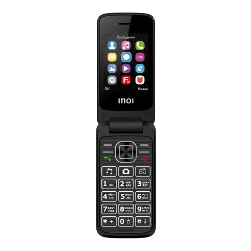 Телефон INOI 245R, 2 SIM, черный мобильный телефон inoi 245r red