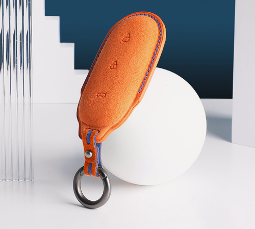 Изображение товара Чехол для ключа Lixiang L7 L8 L9 Итальянская алькантара. Чехол оранжевый на ключ LI 7 Li 8 Li 9