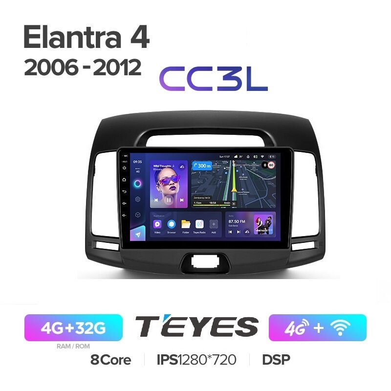 Магнитола Hyundai Elantra 4 2006 - 2012 Teyes CC3L 4/32Гб ANDROID 8-ми ядерный процессор, IPS экран, DSP, 4G модем, голосовое управление