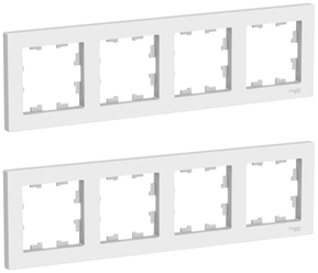 Рамка 4-постовая, универсальная, Schneider Electric/Systeme Electric AtlasDesign, белый(глянцевый) ATN000104(комплект 2 шт.)