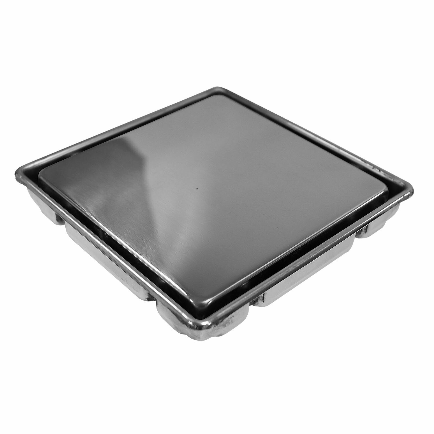 фото Душевой трап LORANTO LIBRA 150x150 мм прямой сток, решетка из нержавеющей стали под плитку, гидрозатвор сухой (3065.0A050K.015.1)