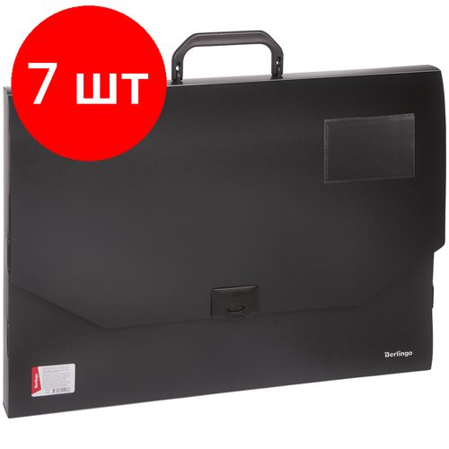 Комплект 7 шт, Папка-портфель 1 отделение Berlingo Standard А3, 900мкм, черная
