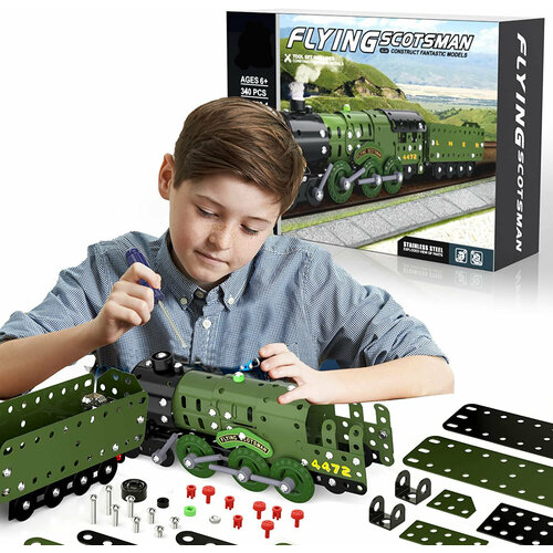 Конструктор металлический для мальчиков/ Поезд железный/ игра развивающая конструктор мягкий поезд