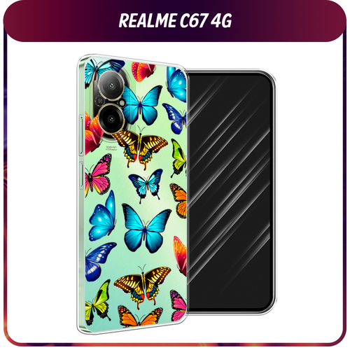 Силиконовый чехол на Realme C67 4G / Реалми C67 4G Разные бабочки, прозрачный силиконовый чехол на realme c67 4g реалми c67 4g enjoy every moment мрамор