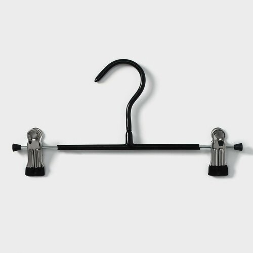 Плечики для одежды, вешалка с зажимами, антискользящее покрытие, 26×13,5 см, цвет чёрный черный