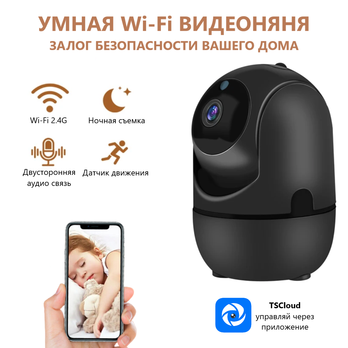 Видеоняня Wi-Fi камера ABC видеонаблюдения 2mp