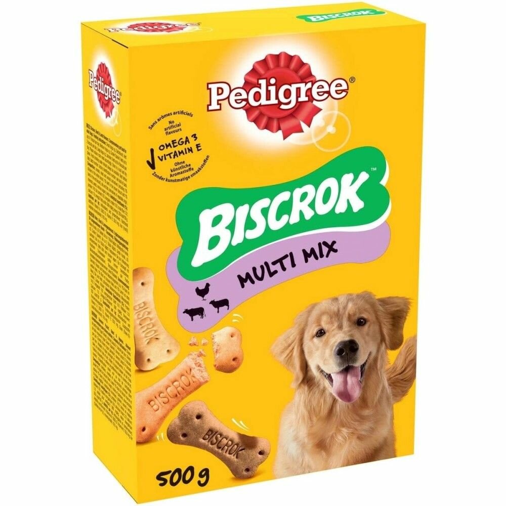 Лакомство для собак Pedigree Biscrok бисквитные косточки ассорти, 500 г