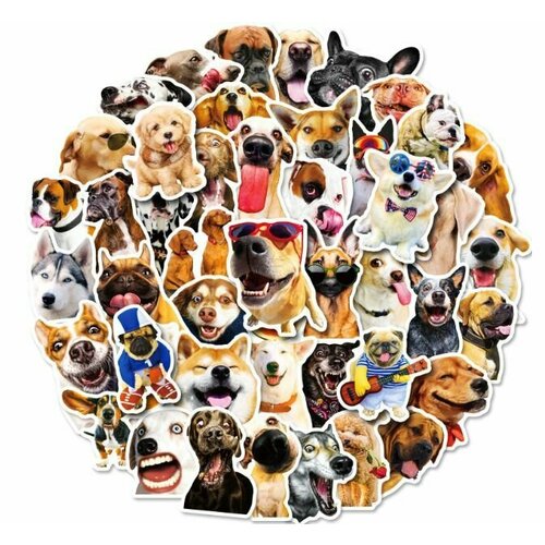 Наклейки для творчества Забавные Пёсики для стикербомбинга скрапбукинга 50шт 730₽