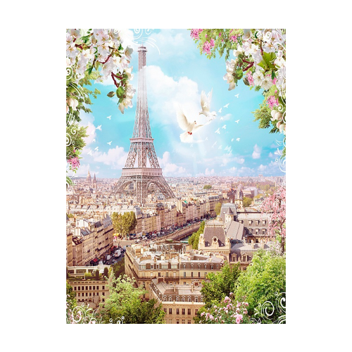 Панно декоративное DIVINO DECOR Голуби над Парижем 2*2,7 м H-003