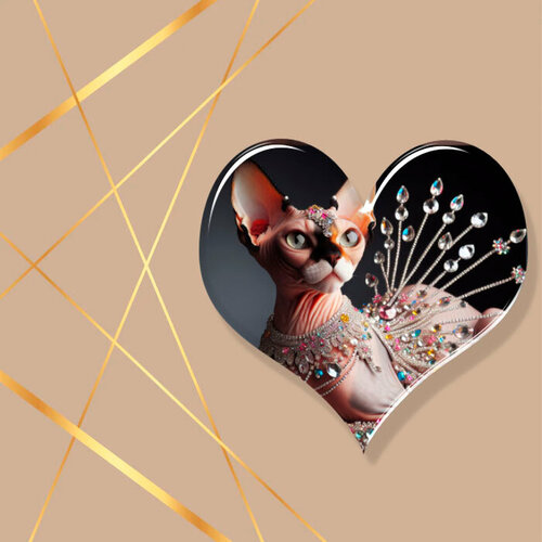фото Брошь фартоvый брошь кошка бижутерия в форме сердца для подарка, коричневый/белый