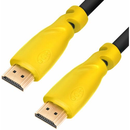 Greenconnect Кабель 5.0m HDMI версия 1.4, черный, желтые коннекторы, OD7.3mm, 30/30 AWG, позолоченные контакты, Ethernet 10.2 Гбит/с, 3D, 4K GCR-HM340-5.0m, экран Greenconnect HDMI (m) - HDMI (m) 5м (GCR-HM340-5.0m) удлинитель hdmi hdmi greenconnect gcr hmfr6 bb3s 3 0m