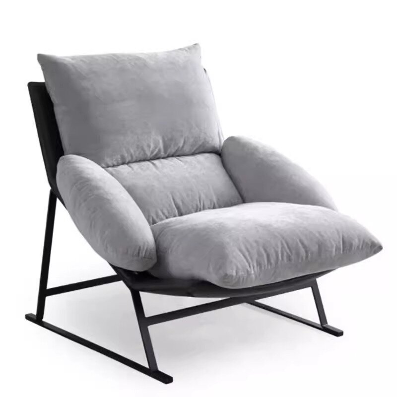 Кресло в стиле Belair (черный кожзаменитель, серая ткань)