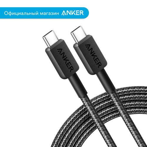 кабель anker 322 usb c usb c 1 8 м a81f6 белый Кабель Anker 322 USB-C/USB-C 1.8 м (A81F6), черный