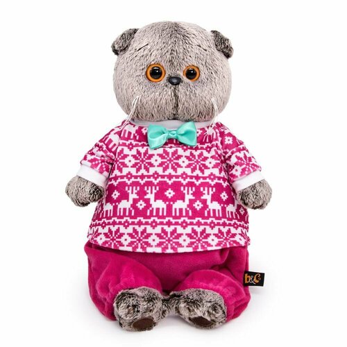 Мягкая игрушка BUDI BASA Кот Басик в зимней пижаме 19 см Ks19-220
