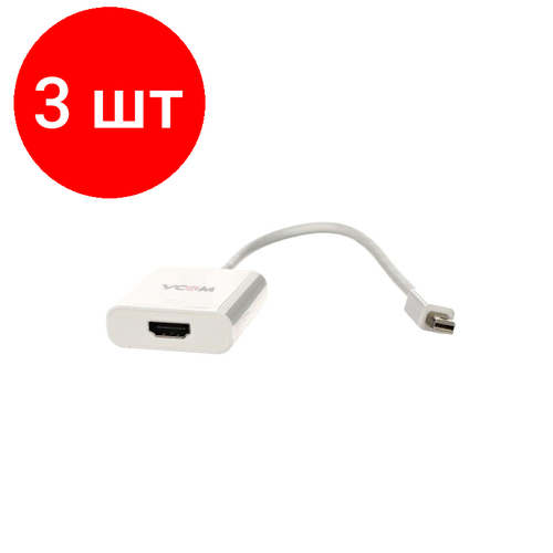 Комплект 3 штук, Кабель Mini DisplayPort - HDMI, M/F, VCOM, VHD6055 кабель переходник vcom mini displayport m hdmi m cg615m 1 8