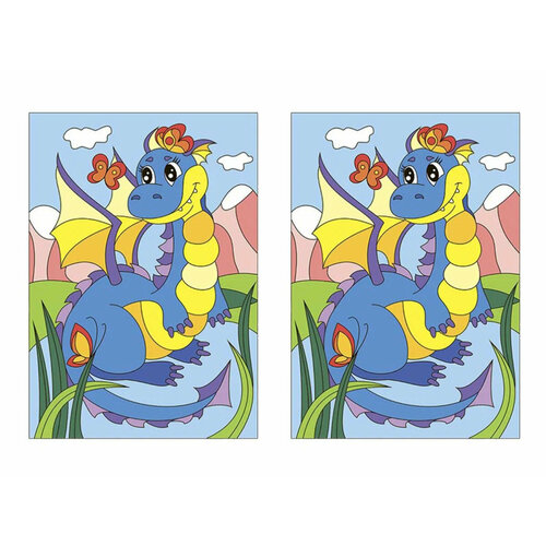 Картина по номерам Lori, Ркн-031, Озорной дракончик, 2 уп. комплект 6 наб картина по номерам для малышей озорной дракончик ркн 031