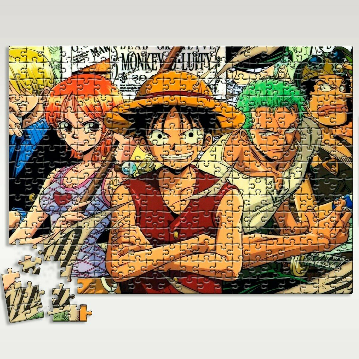 Пазл картонный 39,5х28 см, размер А3, 300 деталей, модель аниме Ван Пис One Piece - 8119