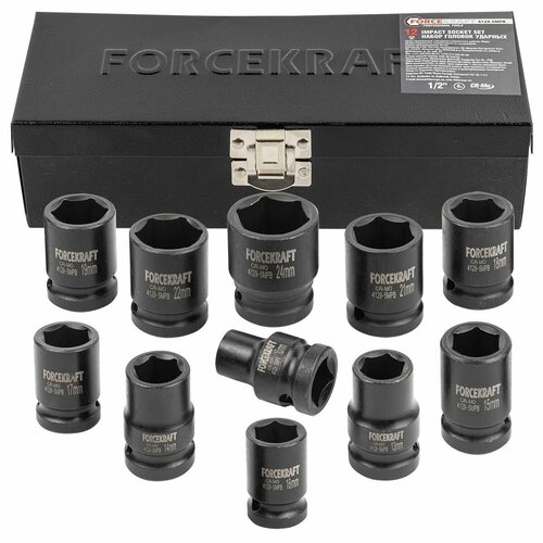 Головки ударные, набор 12пр, 1/2'(6гр.) FORCEKRAFT FK-4129-5MPB набор инструментов forcekraft fk 6212 5mpb 21 предм красный