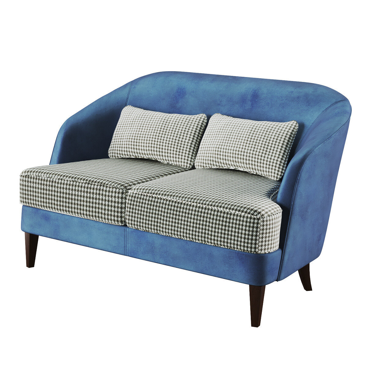 фото Диван RUTA прямой нераскладной двухместный для кухни, прихожей, в гостиную, комнату, детскую, студию, кабинет синий венге 850х700х1400