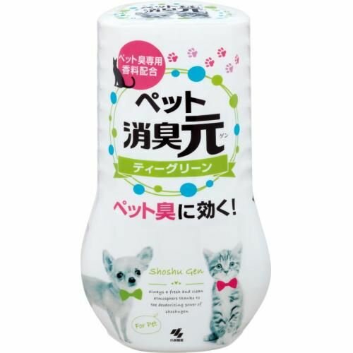 KOBAYASHI Shoshugen for Pets Tea Green Жидкий дезодорант для устранения запаха домашних животных, с ароматом зеленого чая, 400 мл