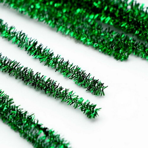 фото Проволока с ворсом для поделок "блеск", набор 50 шт, размер 1 шт. 30 x 0.6 см, цвет светло-зелёный сима-ленд