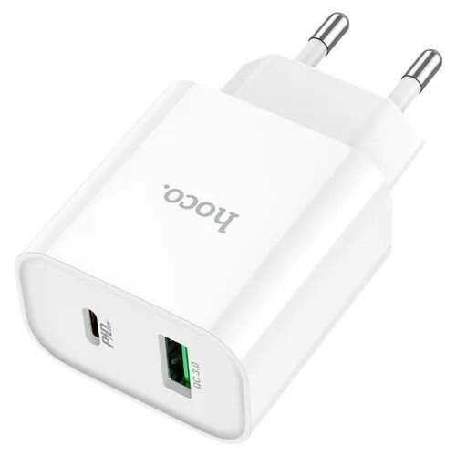 Сетевое зарядное устройство Hoco C80A Rapido 20 Вт, USB, USB type-C, Quick Charge, PD, 3.1А, белый — фото 1