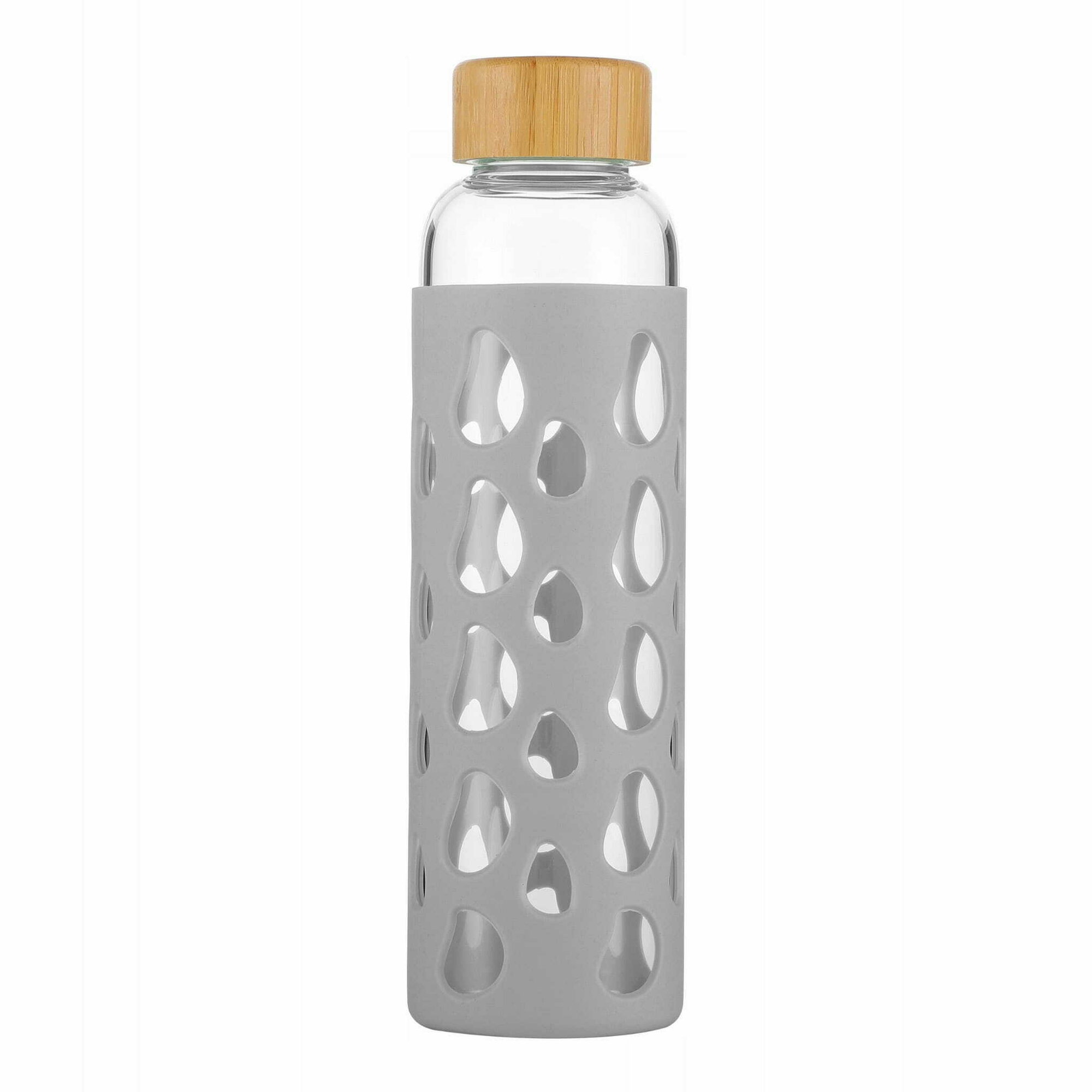 Бутылка для воды 550 мл. Kamille KM 9023 стеклянная в силиконовом чехле (9023 / 0,55 л. / серый)