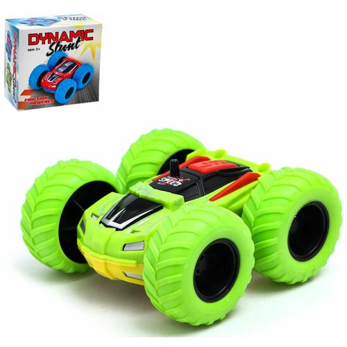 Инерционная машинка-перевёртыш Трюкач, пластиковый игрушечный автомобиль, детская игрушка с инерционным механизмом, цвет зелёный