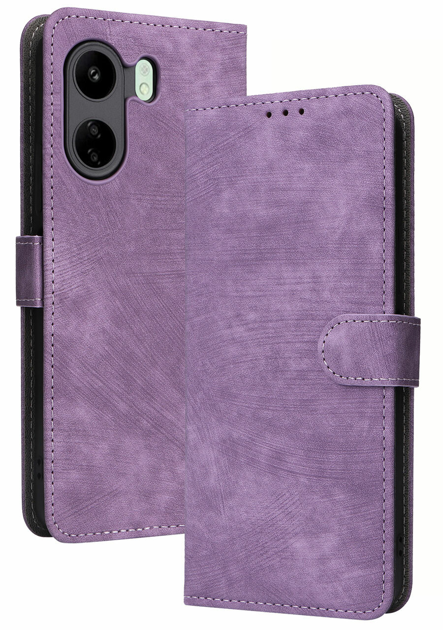 фото Чехол книжка для Xiaomi Redmi 13C/ Poco C65 с магнитом и отделением под карты / Редми 13С 4G, Поко С65 (коричневая)