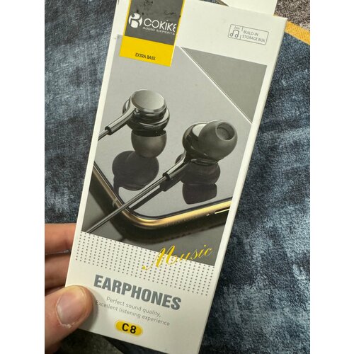 Проводные наушники капельки с микрофоном Cokike C8 116 Дцб 130см 16 Ом разъем 35мм для старых телефонов магнитолы радио MP3-плеера VR-оч 588₽