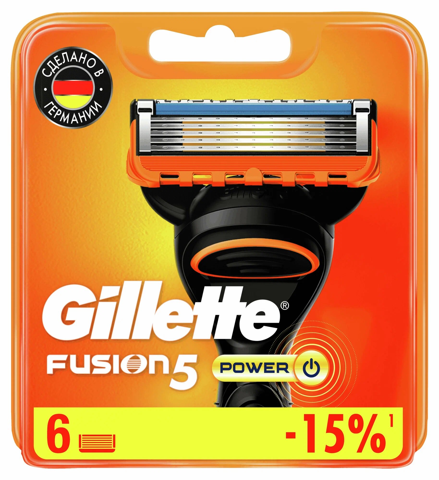 Сменные кассеты для станка Gillette FUSION5 POWER, 6 шт.