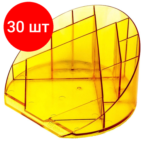 Комплект 30 штук, Подставка-органайзер Attache Яркий офис 12 отделений прозрачная оранжевая
