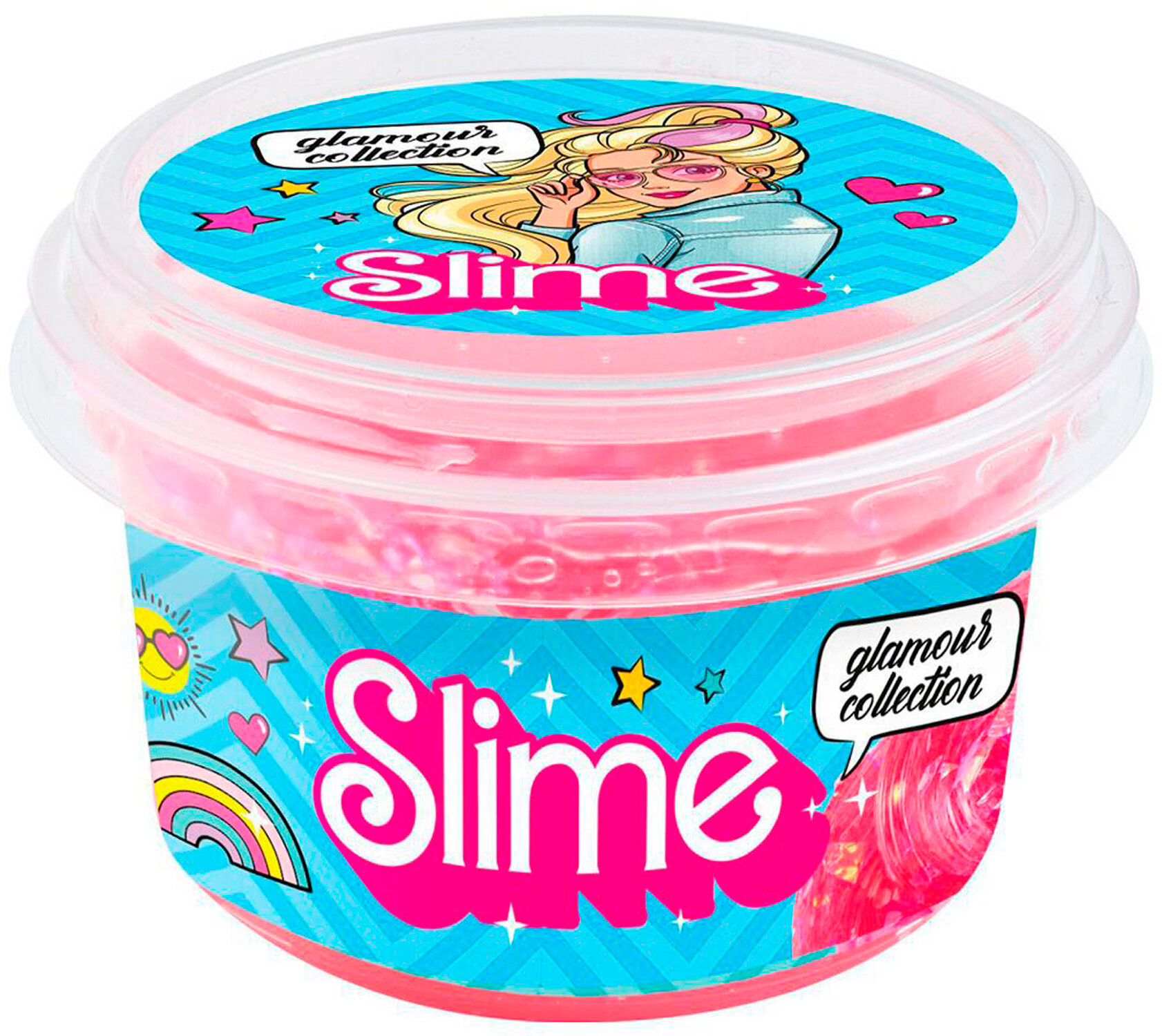 Slime glamour collection clear, розовый Волшебный мир - фото №2