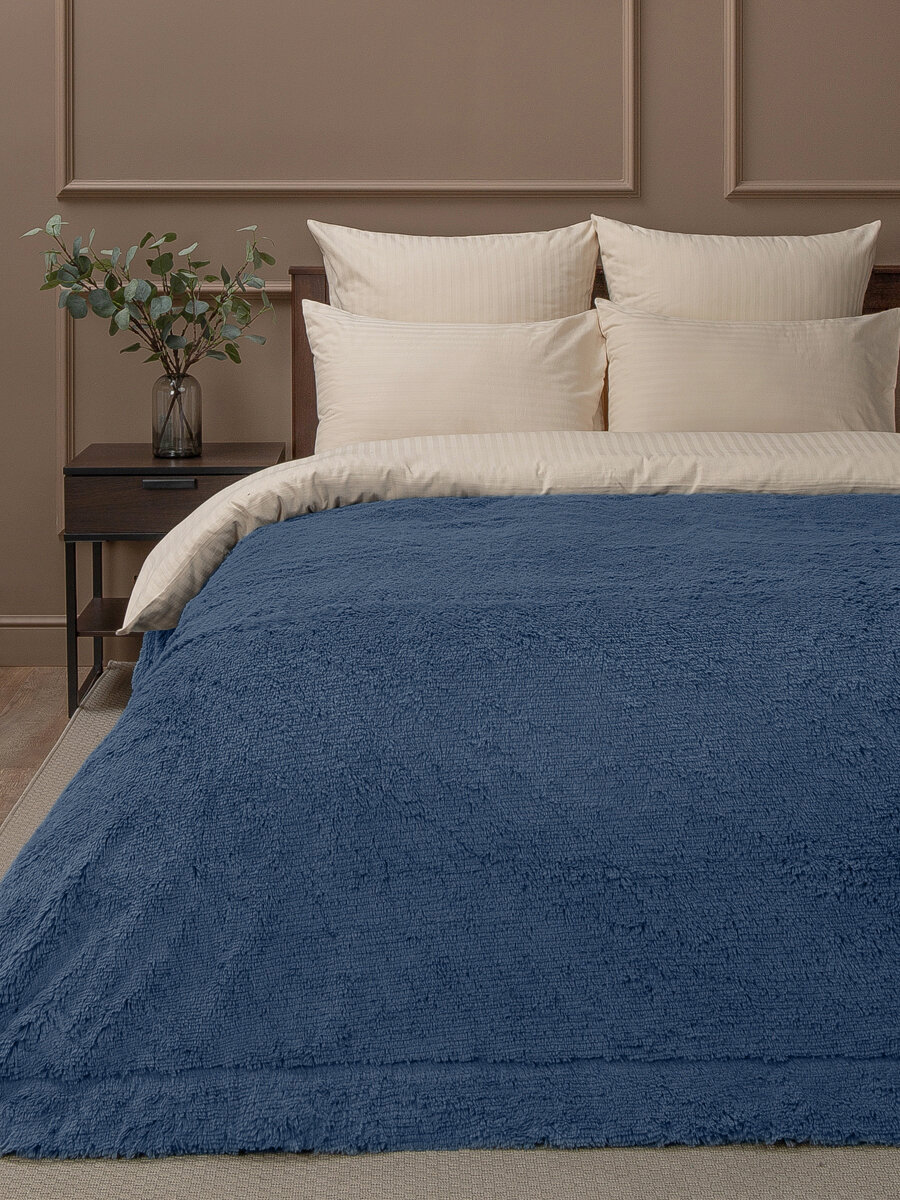 фото Плед Buenas Noches Длинный ворс Искусственный мех 160х200 см Синий