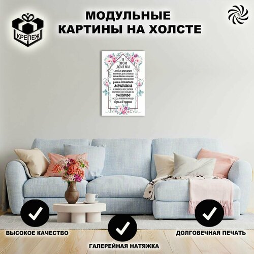 Картина интерьерная на стену на холсте В этом доме мы, Пространство интерьера, 1шт. 40х60