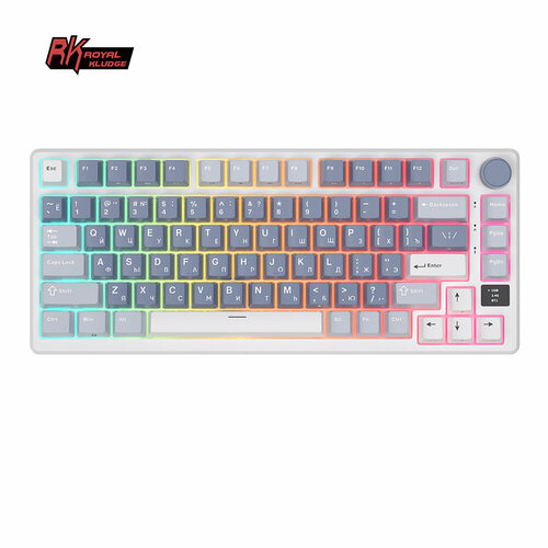 Беспроводная клавиатура Royal Kludge RKM75 RGB Белая серебристые свитчи 696900₽