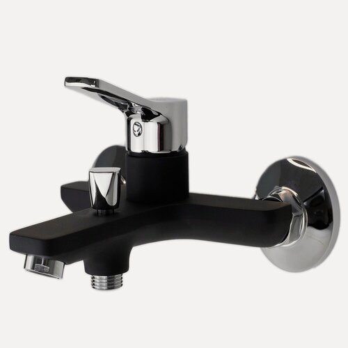 Изображение товара ESKO. Смеситель для ванны и душа латунный черный + хром / гарантия 10 лет / коллекция Dubai