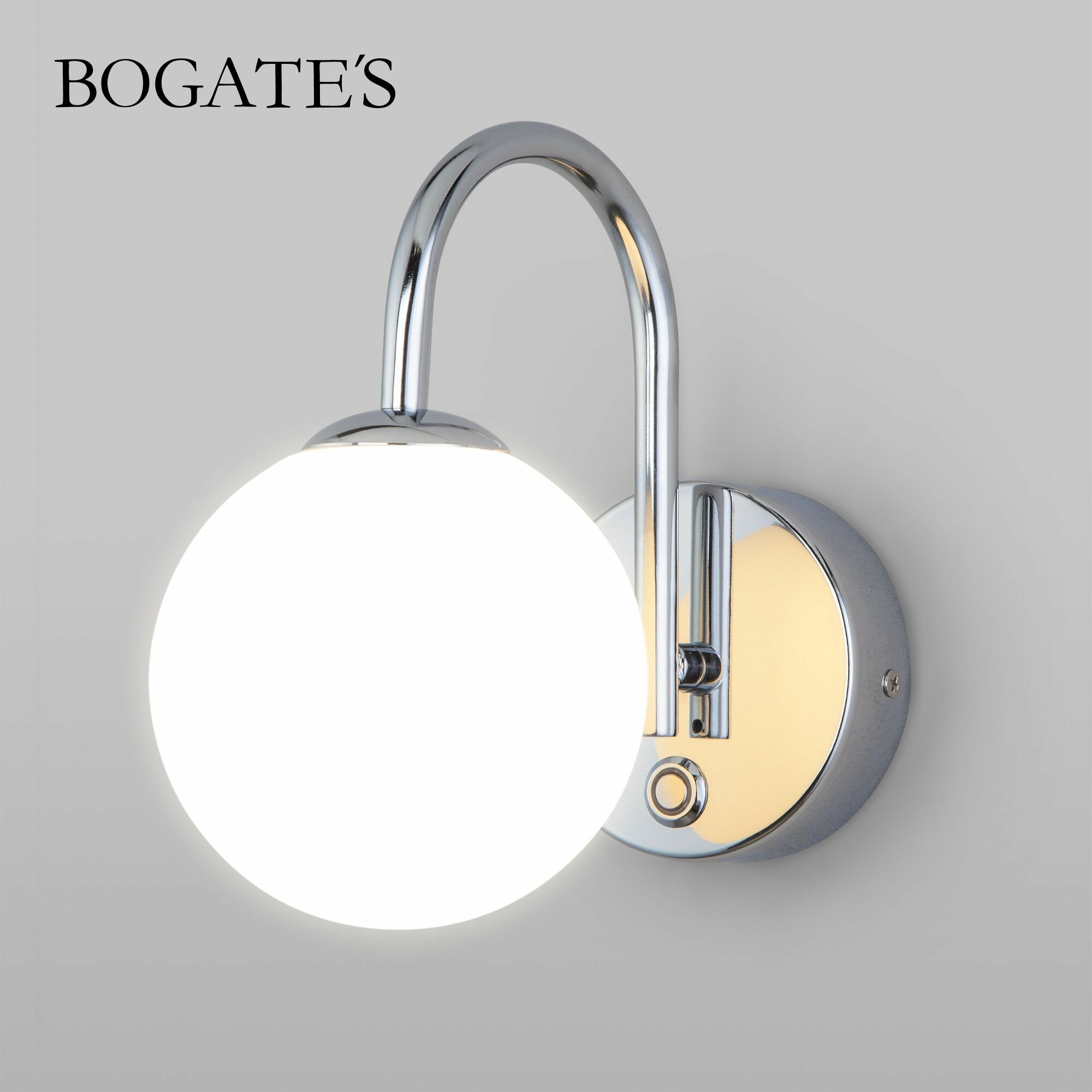 фото Бра \ Настенный светильник со стеклянным плафоном Bogate's 360/1 хром