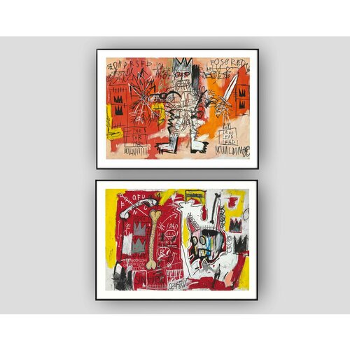 Набор поп арт постеров Роботы художник Баскиа, 2 шт А3 без рамы. Репродукции картин Jean Michel Basquiat в стиле граффити.