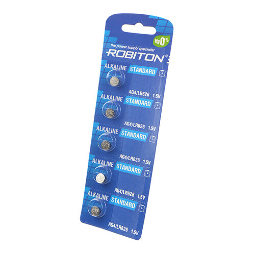 Элемент питания ROBITON STANDARD R-AG4-0-BL5 (0% Hg) AG4 LR626 377 LR66 BL5