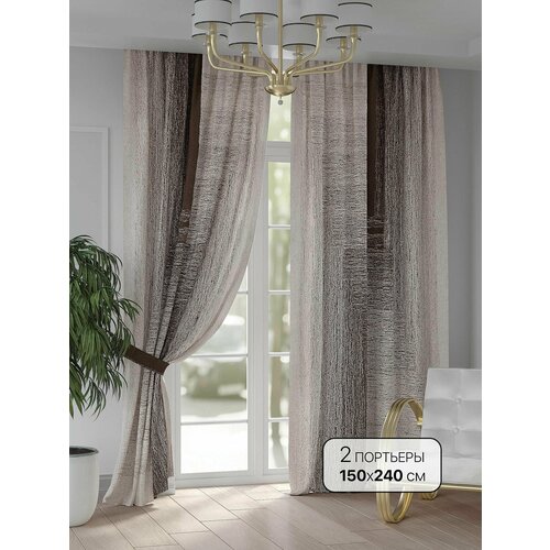 фото Комплекты штор at home танимикра - 240 см высота 240 см, ширина 150 см, крепление - шторная лента, бежевый