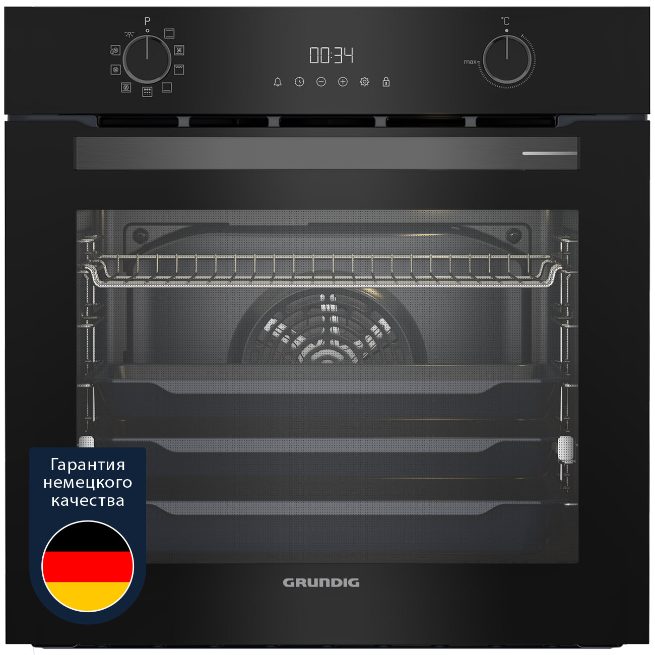 Электрический духовой шкаф Grundig GEBM12304BMP, гриль/конвекция, черный