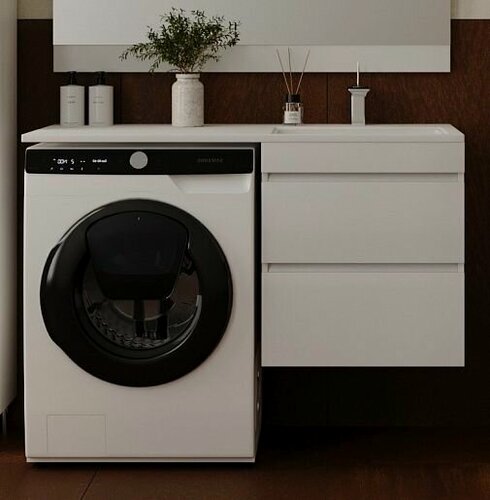 Изображение товара Тумба с раковиной Даллас 115 R Люкс Plus 2 ящика подвесная белая