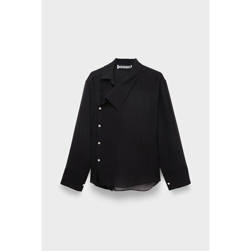 Блуза FRENKEN, cross shirt black, размер 42, черный женская асимметричная длинная рубашка свободная индивидуализированная блузка белого цвета с отложным воротником весна 2021