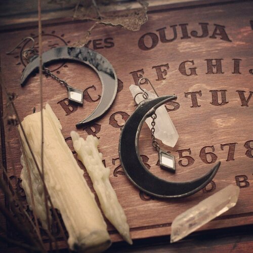 Серьги KATE SHO, стекло, черный